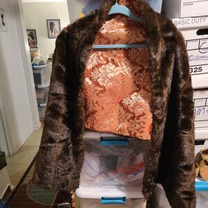 IMAN Brown Faux Fur With Beaded Tassles